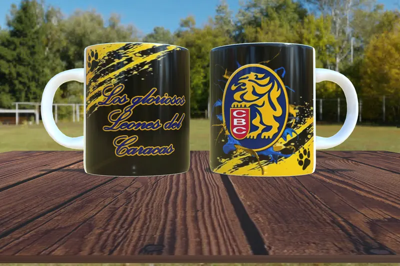Taza personalizada de los Leones del Caracas sublimada en San Cristóbal, Táchira