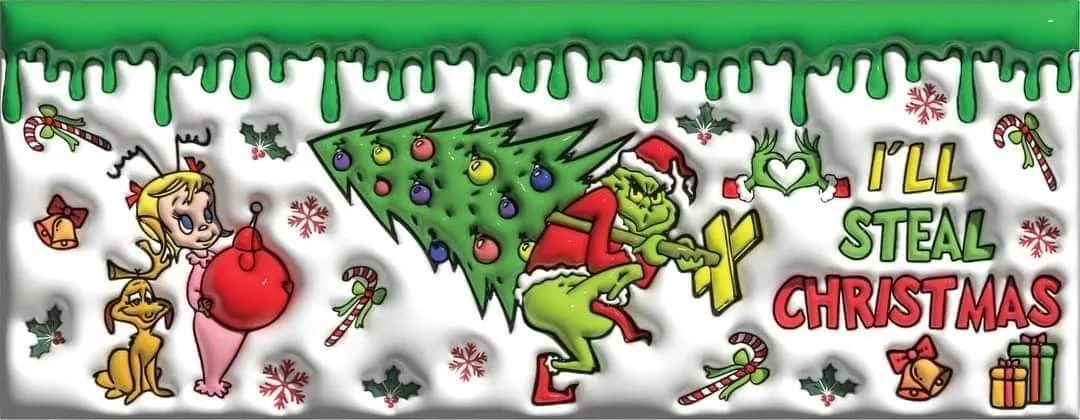 Diseño de taza navideña en relieve 3D con «I'll steal Christmas», tazas personalizadas para navidad San Cristóbal
